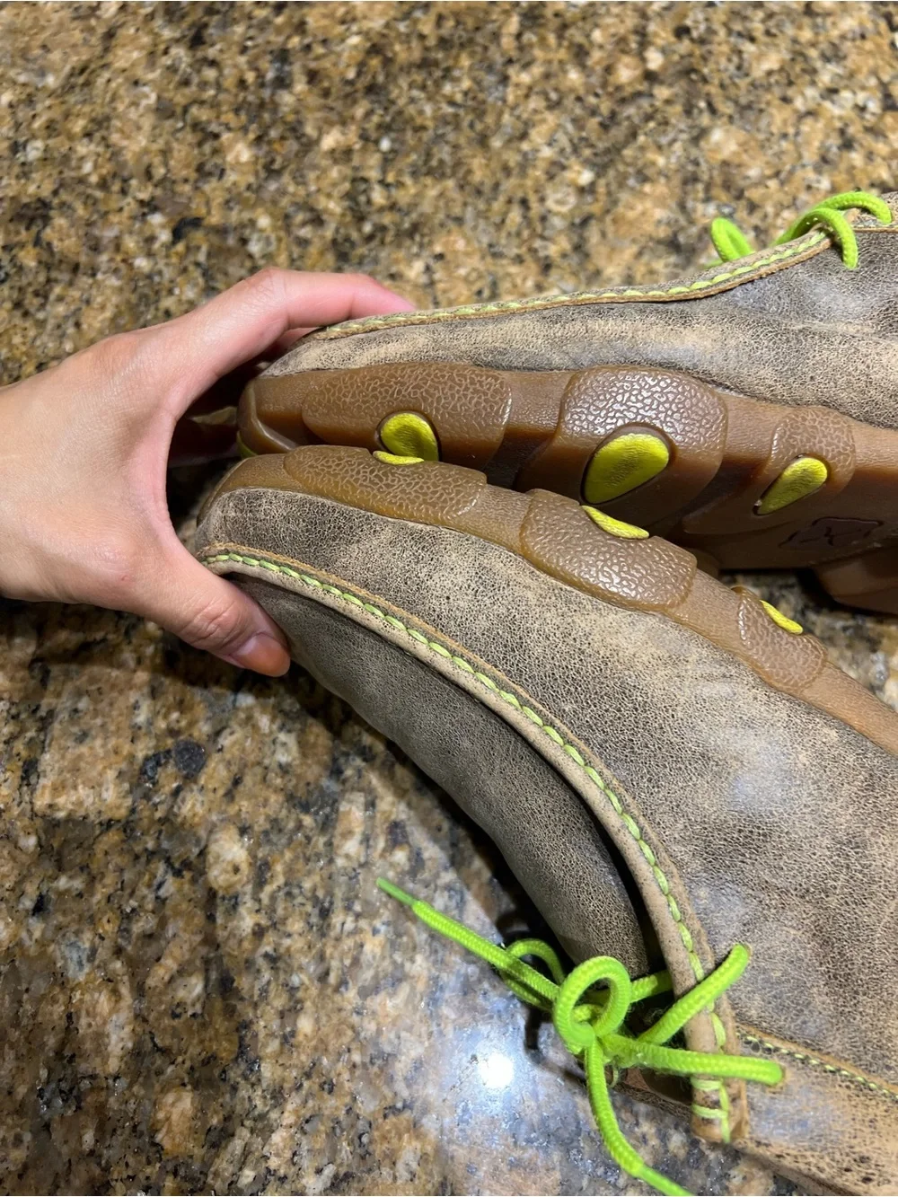 Twisted X Men's Casual Leather Moc Toe Shoes in Brown with Lime Accents